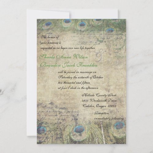 Vintage Peacock Wedding Invitation