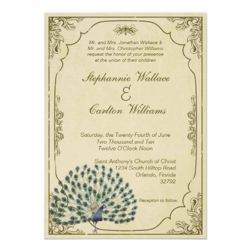 Vintage Peacock Wedding Invitations 9