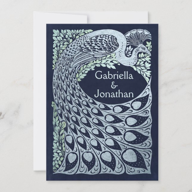 Vintage Peacock Wedding Invitations (Front)