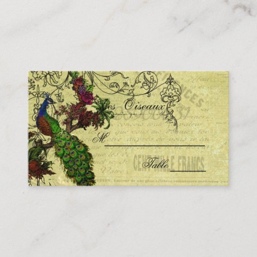 Vintage Peacock Wedding Place Cards Business Card Template