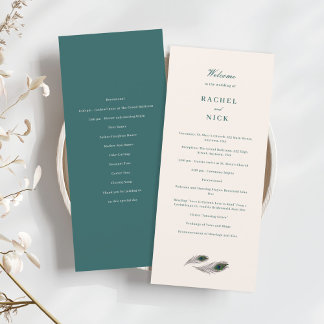 Vintage Peacock Wedding Program