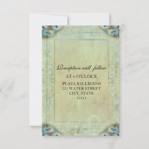 Vintage Peacock Wedding Reception card