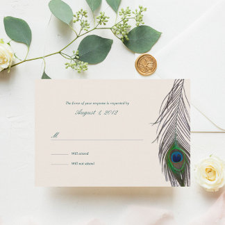 Vintage Peacock Wedding Response Card