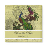 Vintage Peacock Wedding Save the Date Magnet