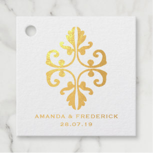 Vintage Peacock Wine themed Wedding Foil Favor Tags