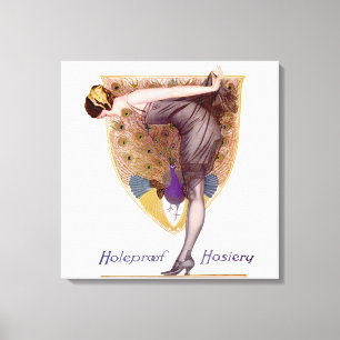 Vintage Peacock Woman Flapper Pretty Canvas Print