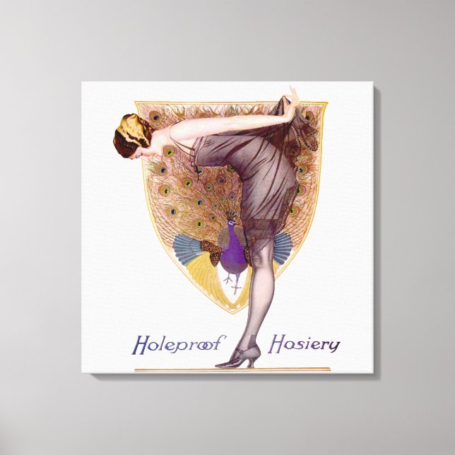 Vintage Peacock Woman Flapper Pretty Canvas Print (Front)