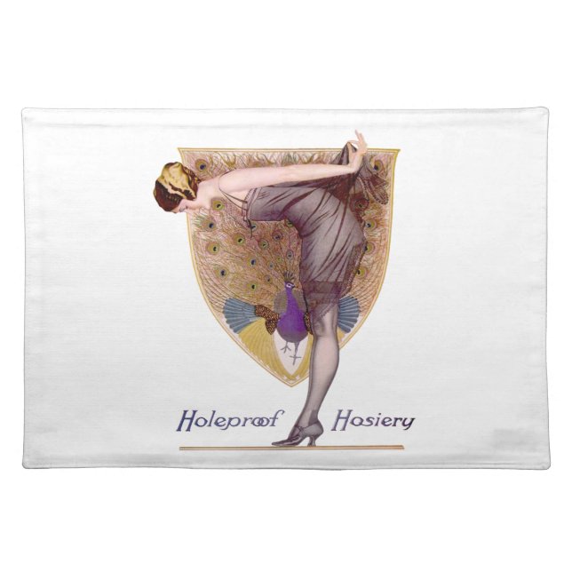 Vintage Peacock Woman Flapper Pretty Placemat (Front)