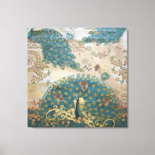 Vintage Peacock - Wrapped Canvas