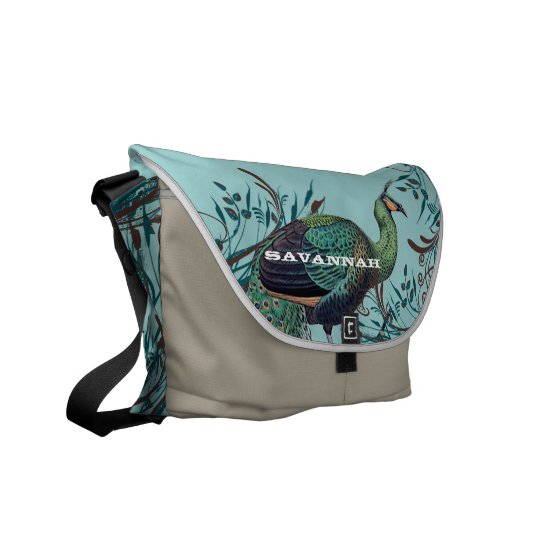Vintage Peacock You Choose Colors Courier Bag