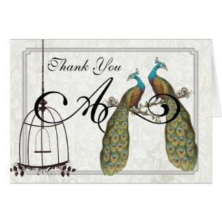 Vintage Peacocks Bird Cage Wedding Invitations