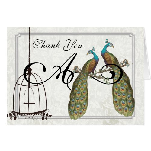 Vintage  Peacocks Bird Cage Wedding Invitations