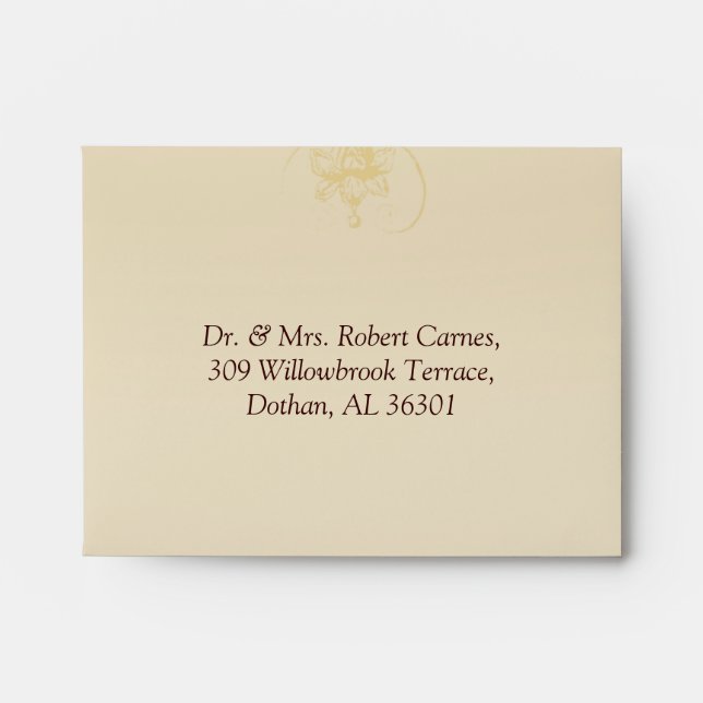 Vintage Peacocks Envelope for Wedding RSVP (Front)