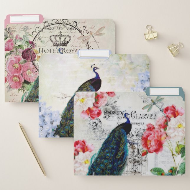 Vintage peacocks file folder (Set)
