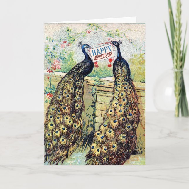 Vintage Peacocks - Happy Mother's Day Card (Front)