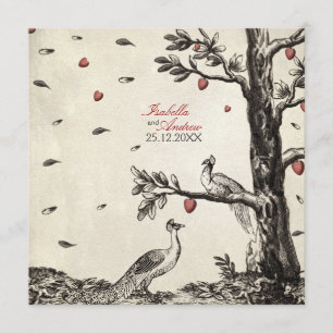 Vintage Peacocks in Love - wedding Invitation