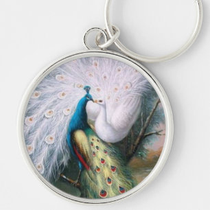 Vintage Peacocks KIss Keychain