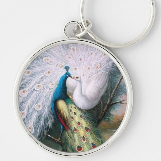 Vintage Peacocks KIss Keychain (Front)