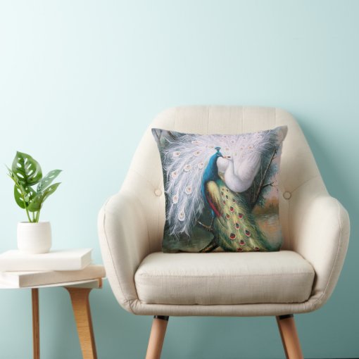 Vintage Peacocks Kiss Throw Pillow Zazzle