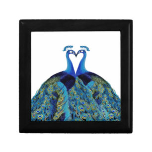 Vintage Peacocks Kissing Wedding Gifts Keepsake Box