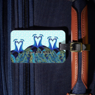 Vintage Peacocks Kissing Wedding Gifts Luggage Tag