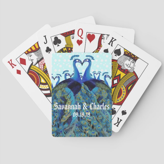 Vintage Peacocks Kissing Wedding Gifts Poker Cards (Back)