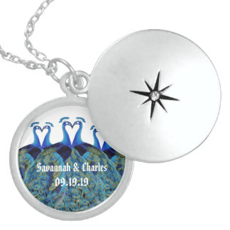 Vintage Peacocks Kissing Wedding Gifts Sterling Silver Necklace