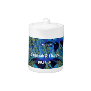 Vintage Peacocks Kissing Wedding Gifts Teapot