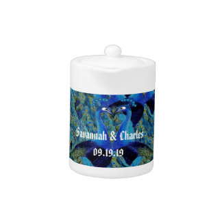 Vintage Peacocks Kissing Wedding Gifts Teapot
