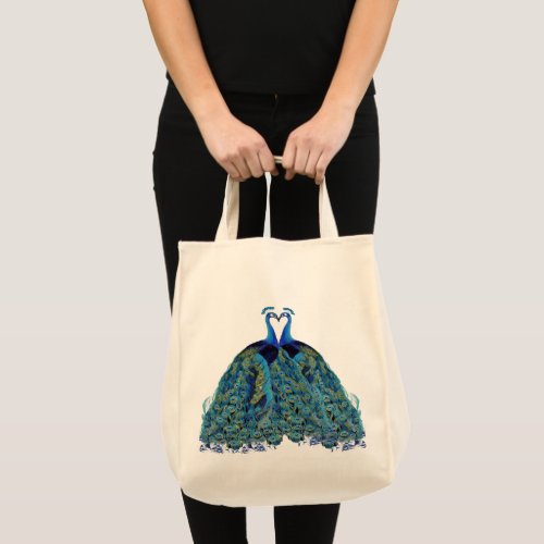 Vintage Peacocks Kissing Wedding Gifts Tote Bag