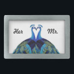 Vintage Peacocks Kissing Wedding Her Mr. Gifts Rectangular Belt Buckle<br><div class="desc">Vintage Peacocks Kissing Wedding Gifts</div>