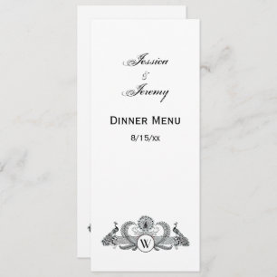 Vintage Peacocks Monogram Invitation