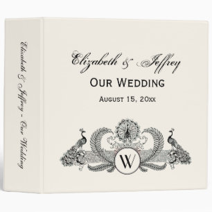 Vintage Peacocks Monogram Ivory BG Binder