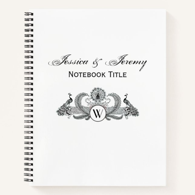 Vintage Peacocks Monogram Notebook (Front)