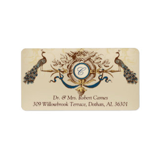 Vintage Peacocks Wedding Return Address Labels