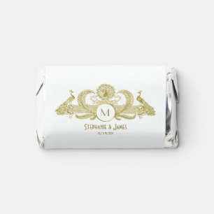 Vintage Peacocks with Monogram SV Faux Gold Hershey's Miniatures