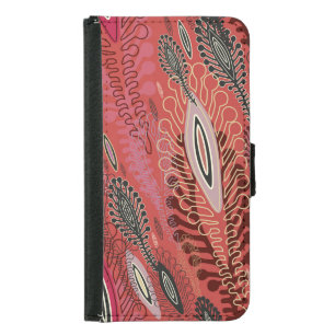 Vintage Peafowl Red Decorative Seamless Pattern Samsung Galaxy S5 Wallet Case