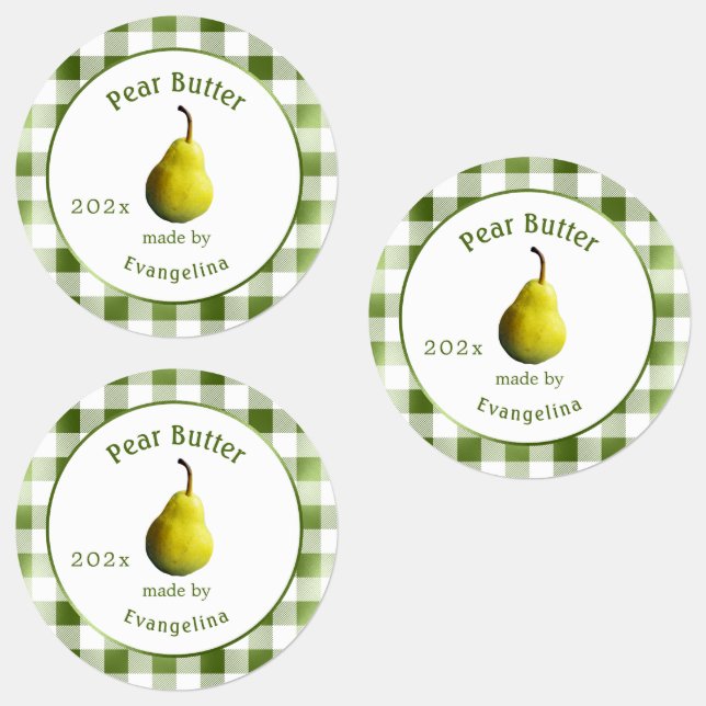 Vintage Pear Butter Personalized Canning Labels (Group)