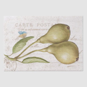 Vintage Pear Butterfly Carte Postale Decoupage Tissue Paper