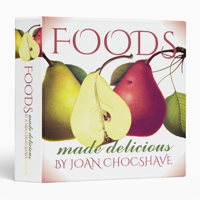 Vintage pear cooking baking cookbook recipe binder (Front/Spine)