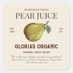 Vintage Pear Fruit Juice Custom Product Label