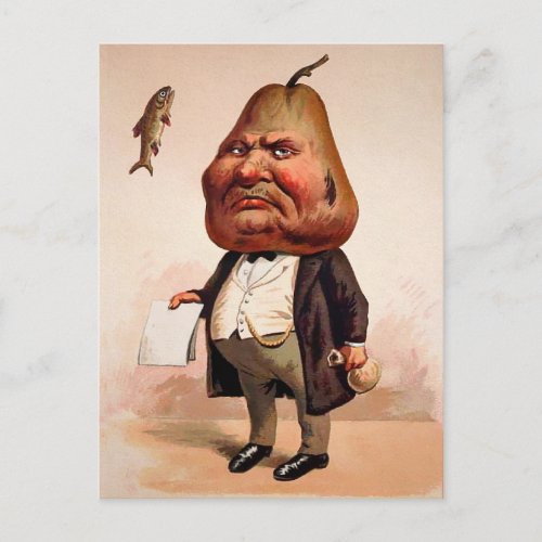 Vintage Pear Head Guy Postcard