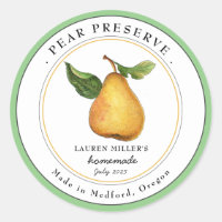 Vintage Pear Preserve Jam jar Canning label