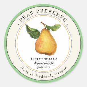 Vintage Pear Preserve Jam jar Canning label