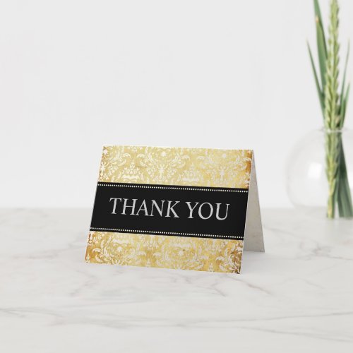 Vintage Pearl Damask Thank You Note Cards