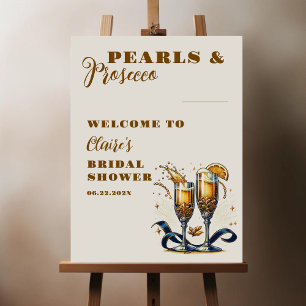 Vintage Pearls And Prosecco Bridal Shower Welcome Foam Board