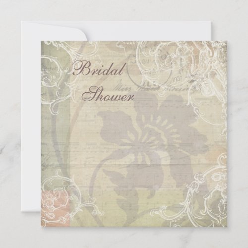 Vintage Pearls &amp; Lace Floral Collage Bridal Shower Invites