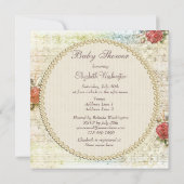 Vintage Pearls & Lace Shabby Chic Baby Shower Invitation (Back)