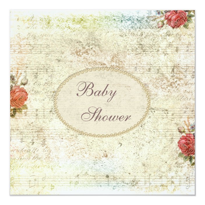 Vintage Pearls Lace Shabby Chic Baby Shower Invitation Zazzle