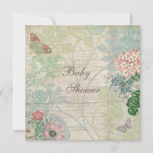 Vintage Pearls &amp; Lace Shabby Chic Baby Shower Custom Invitation